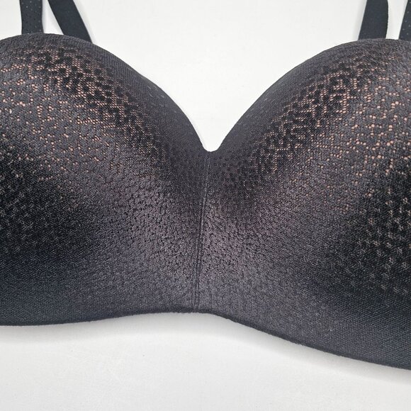 Wacoal 40D Black Back Appeal Wirefree Contour Bra Lightly Lined Smoothing 856303 - Picture 2 of 6